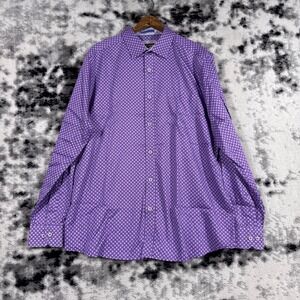 Johnston Murphy Mens Purple Geometric Print Long Sleeve Button Down Shirt Size L
